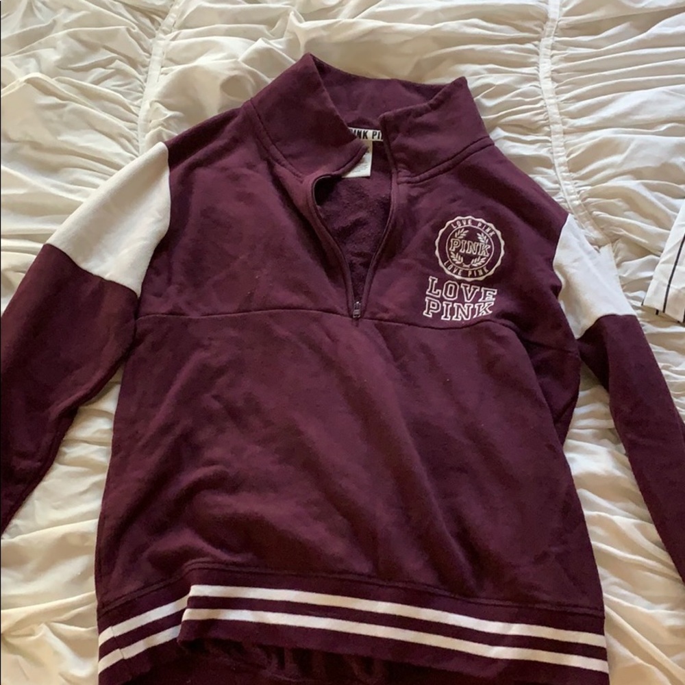 Pink Maroon quarter zip pullover jacket